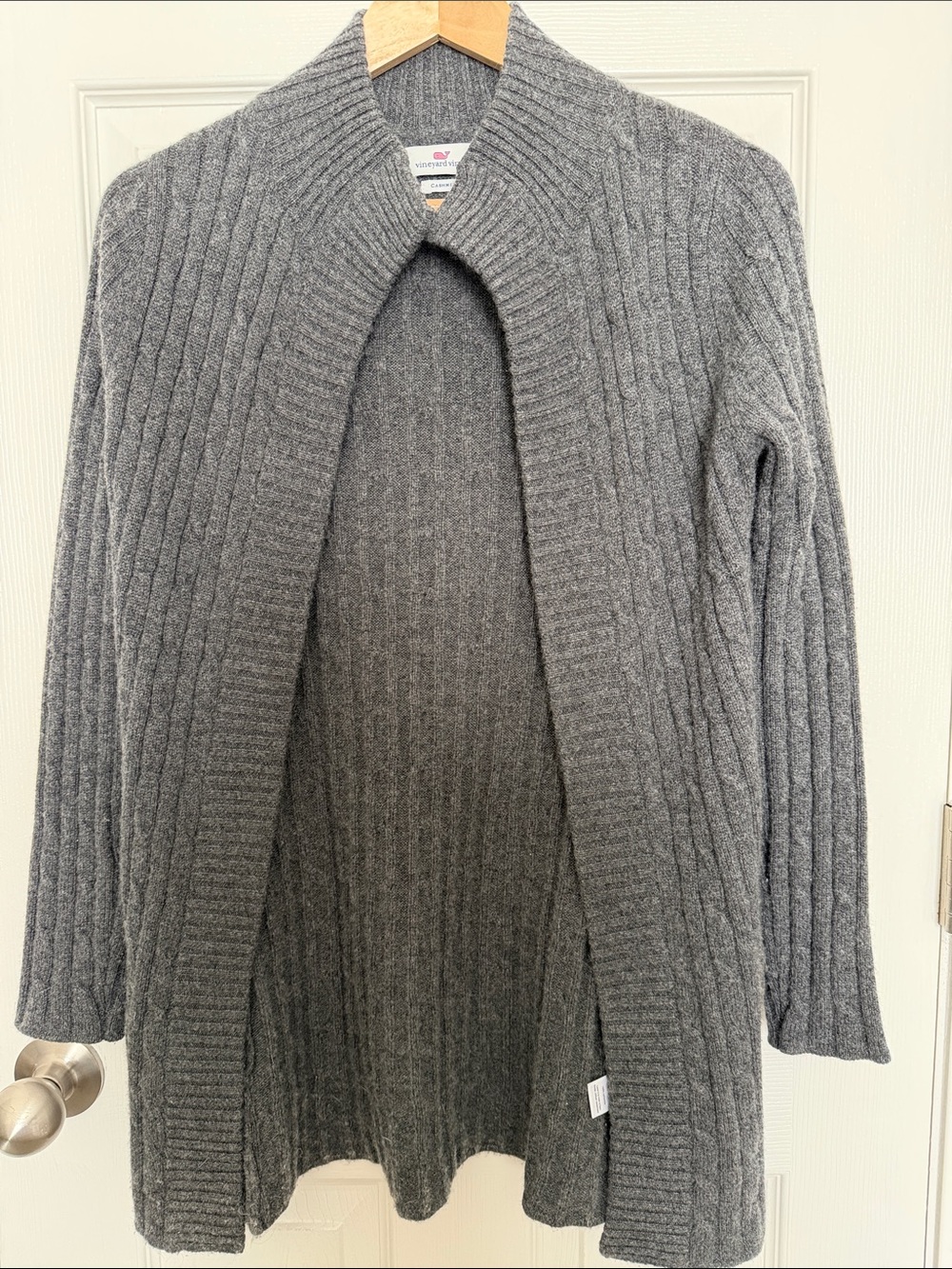Vineyard Vines Gray Ribbed Open Cashmere Cardigan | Size XS